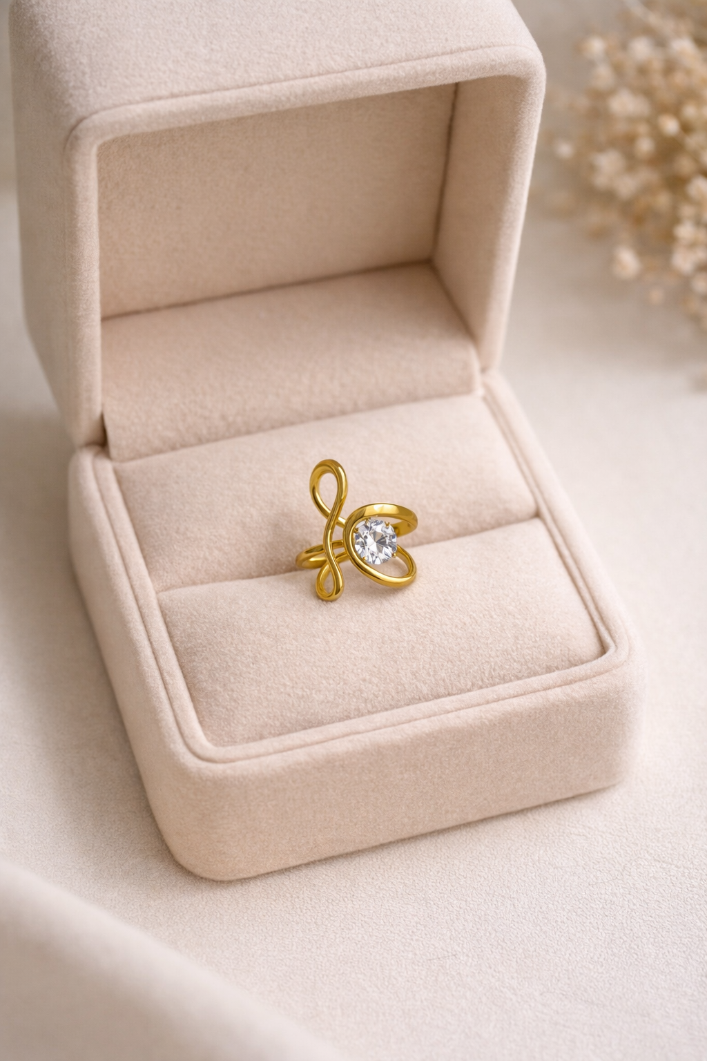 Bague acier inoxydable ALIA femme ajustable pierre lumineuse élégante