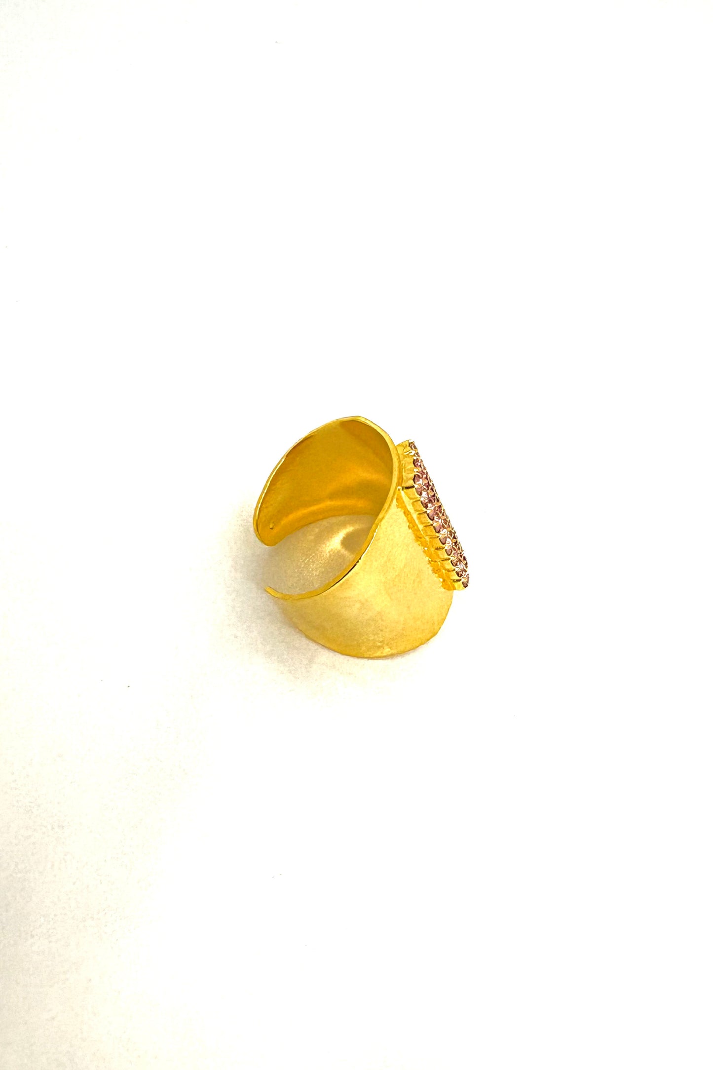 Bague plaqué or DIONE femme anneau large finition mate pierres serties