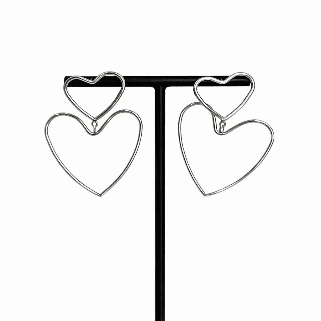 Boucles d’oreilles LOVELIGHT argent acier inoxydable cœurs ajourés
