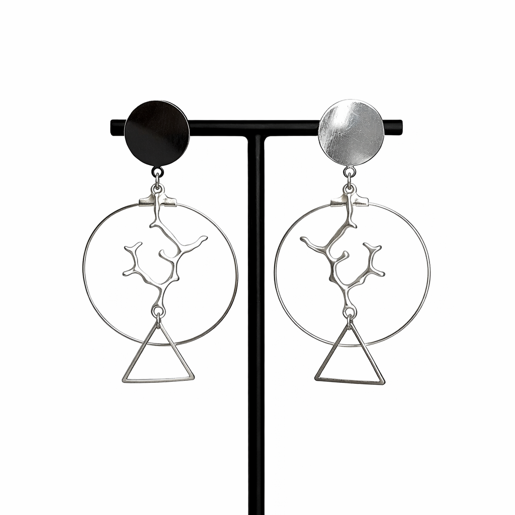 Boucles d’oreilles acier inoxydable argenté SEREL design géométrique artistique