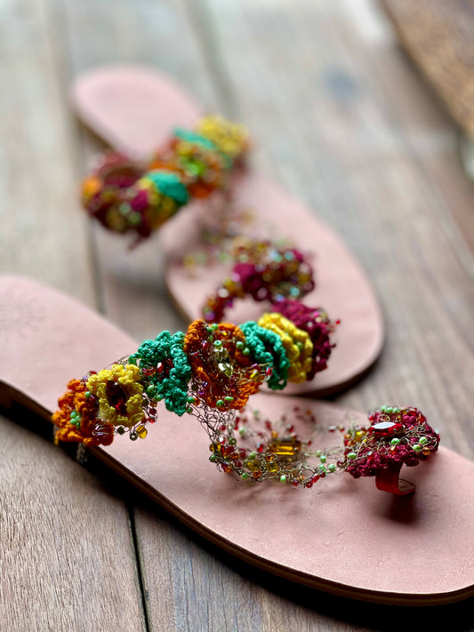 Roses Embroidered Sandals