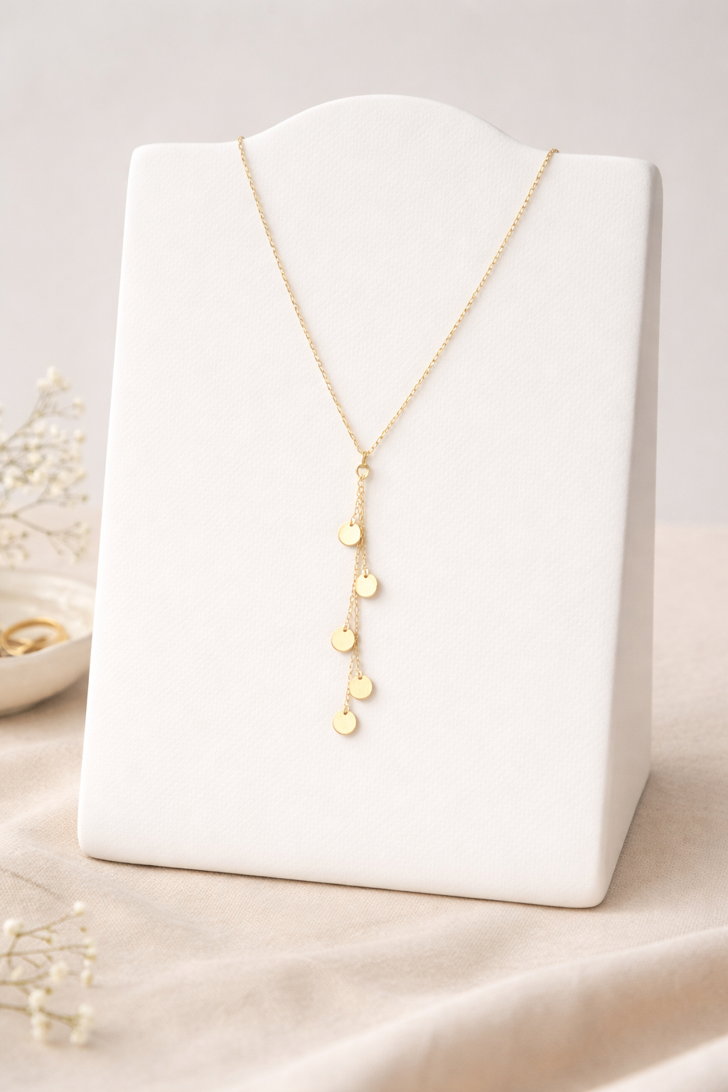 Collier acier inoxydable doré waterproof GUIRI femme pampilles dorées minimalistes