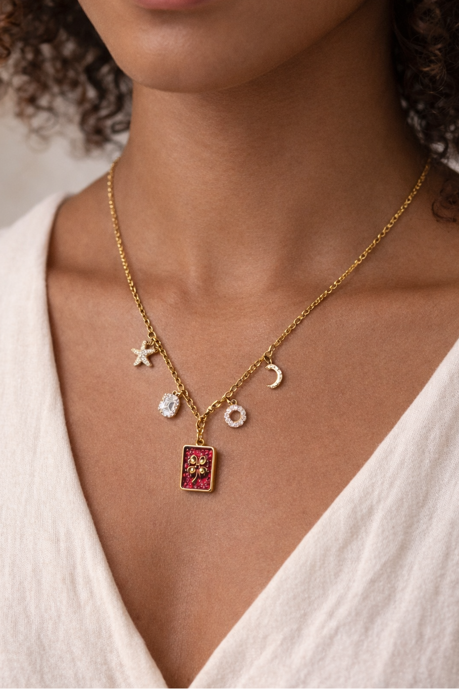 Collier LUCKY acier inoxydable doré | WIP