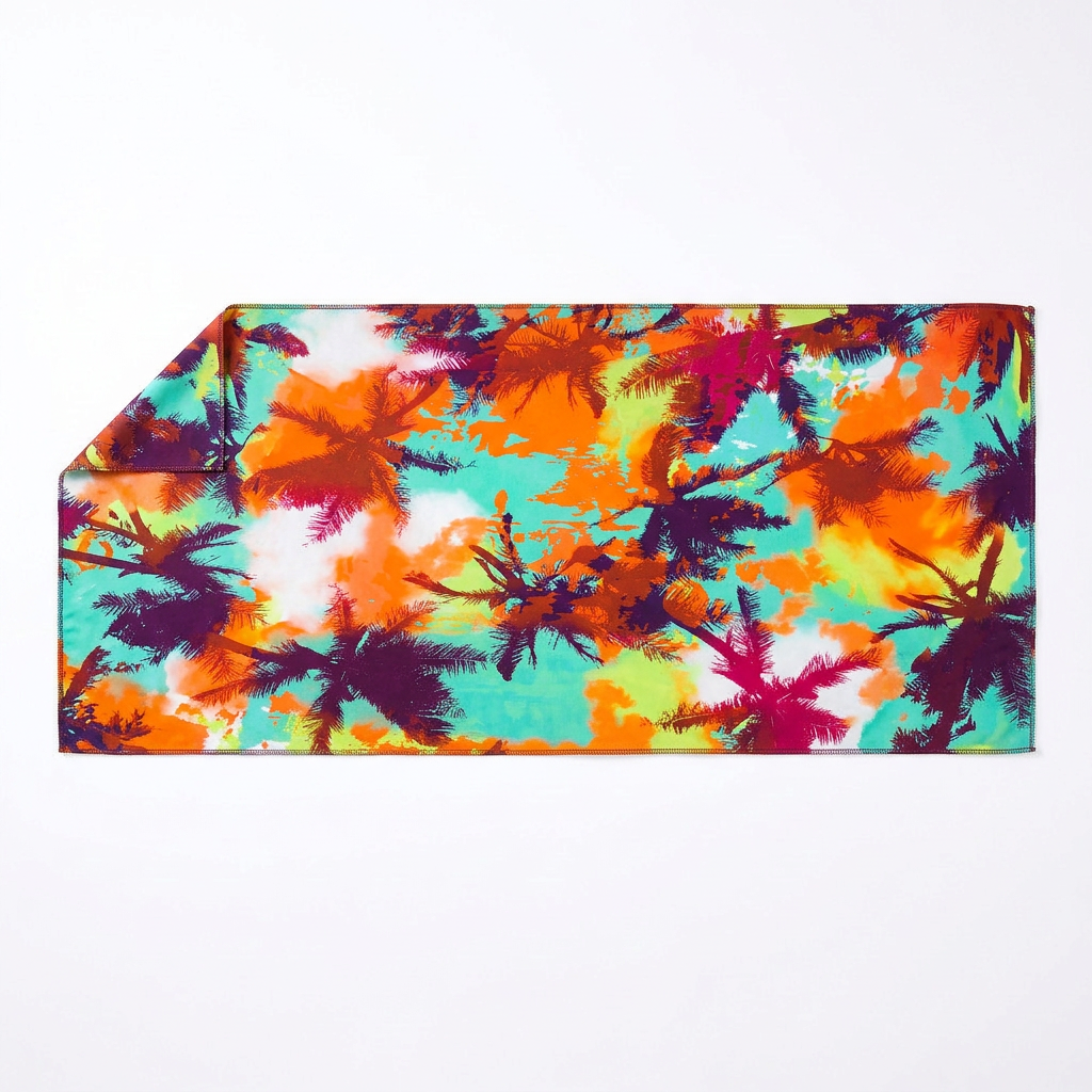 pareo coco purple wi paris imprime tropical palmiers multicolore violet fuchsia orange plage femme