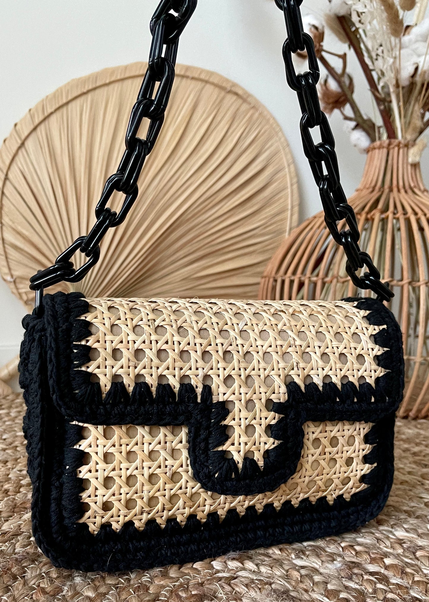 Black cane handbag 4549