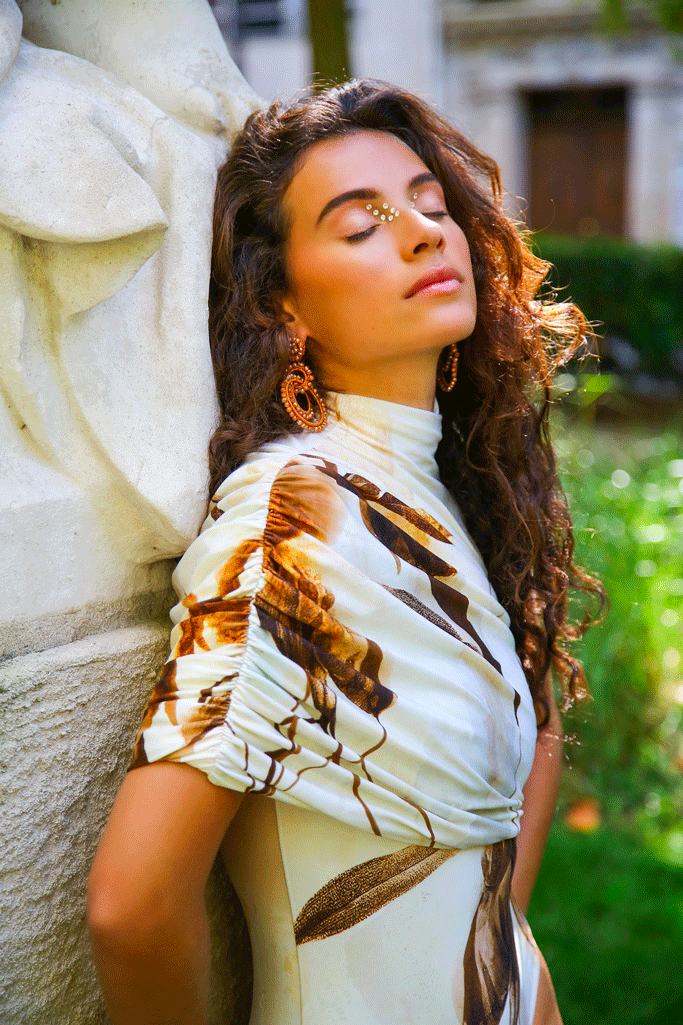 Maillot de bain Une-piece draped collar Caramel