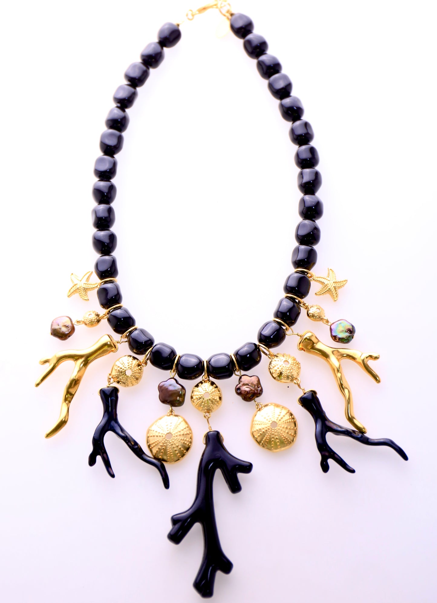 Coral and stone necklace