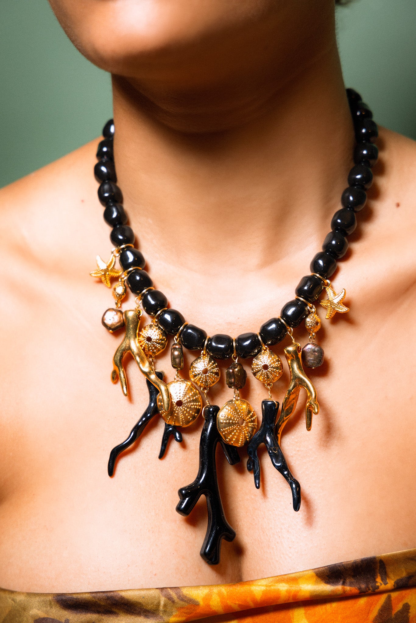 Coral and stone necklace