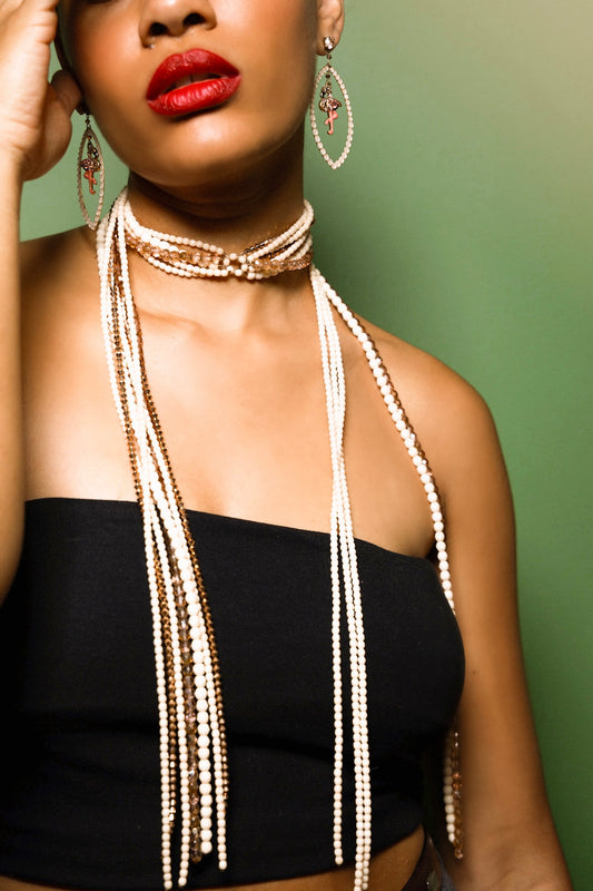 Collier long multiperles