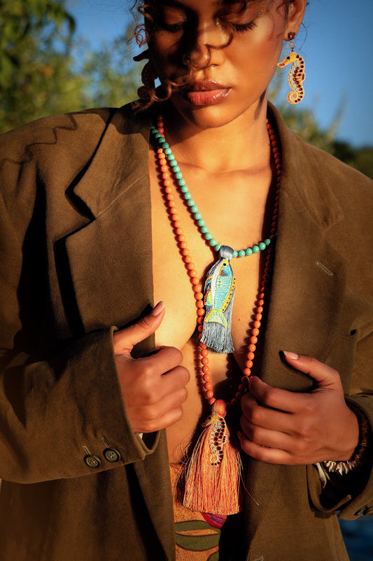 Rosario Fish Long Necklace