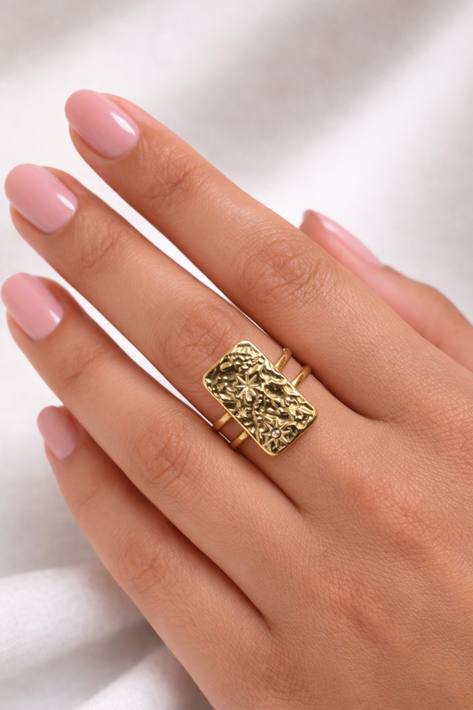 Bague en acier inoxydable dorée TRIANA pour femme, ajustable et waterproof