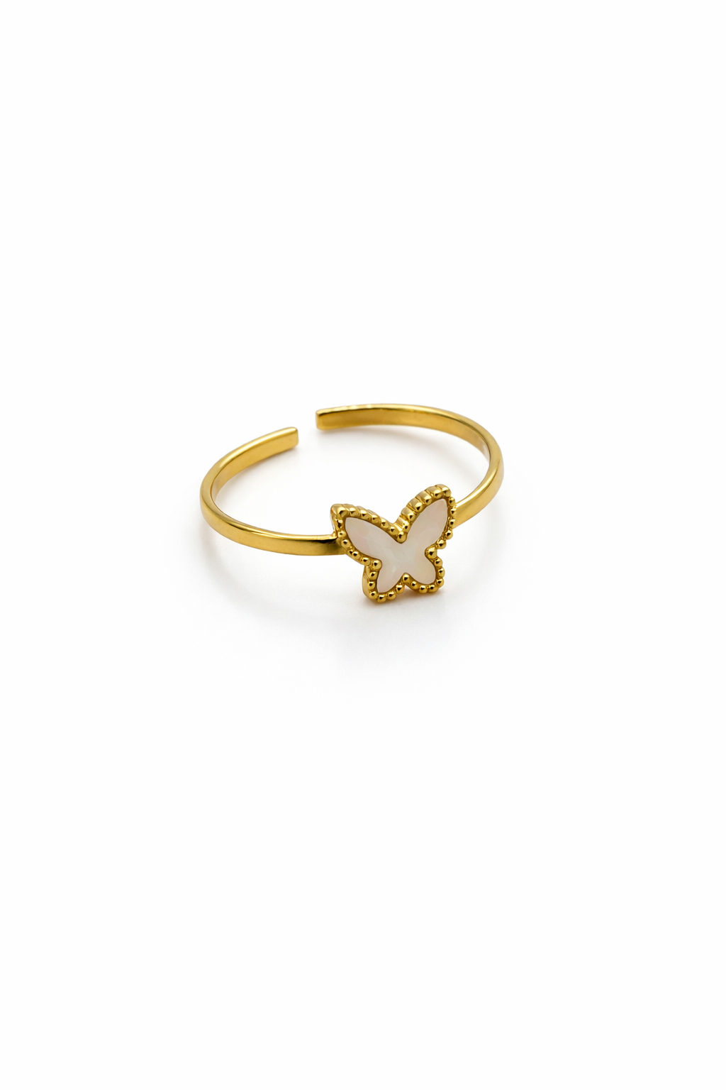 Bague acier inoxydable dorée BUTTERFLY femme ajustable waterproof papillon