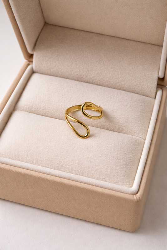 Bague acier inoxydable OLYRA femme ajustable design goutte moderne