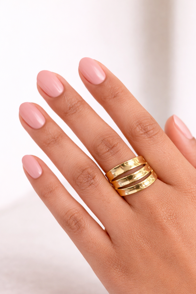 Bague acier inoxydable dorée TRIANA femme ajustable waterproof