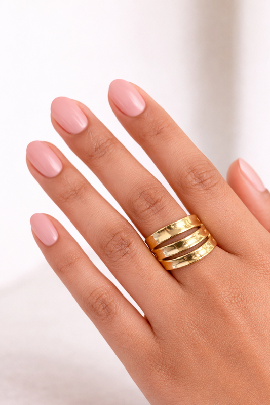 Bague acier inoxydable dorée TRIANA femme ajustable waterproof