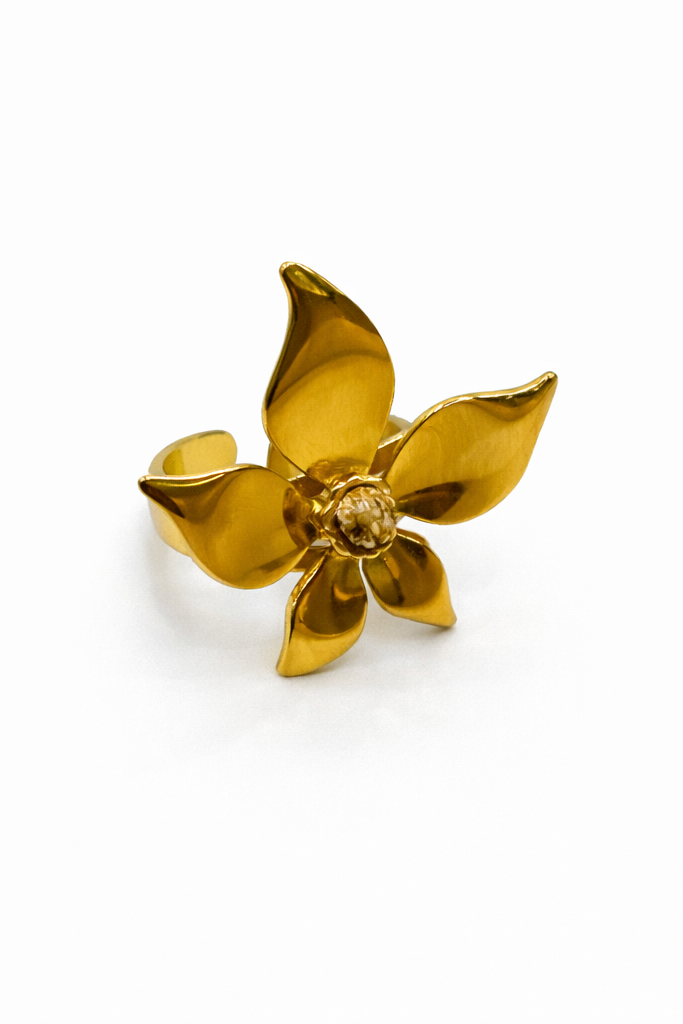 Bague acier inoxydable dorée SUNFLOWER femme | WIP