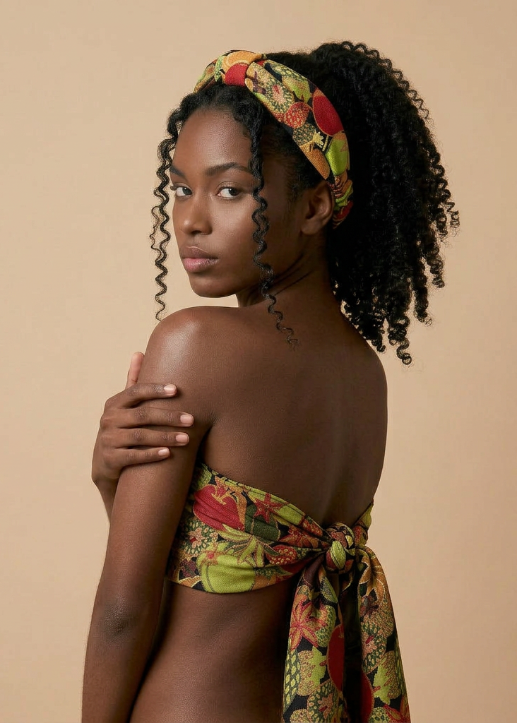 bandeau tuttifrutti vert wi paris jacquard fruits exotiques headband femme