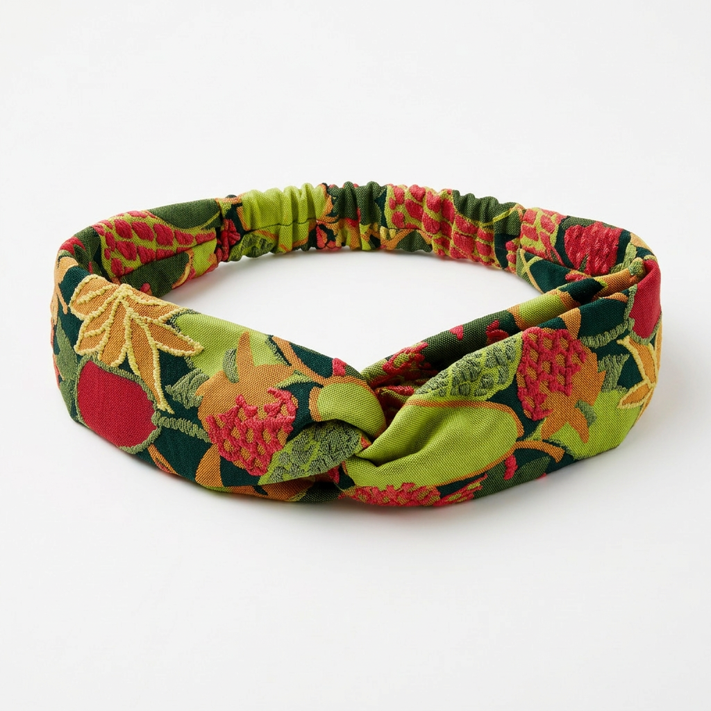 bandeau tuttifrutti vert wi paris jacquard fruits exotiques headband femme