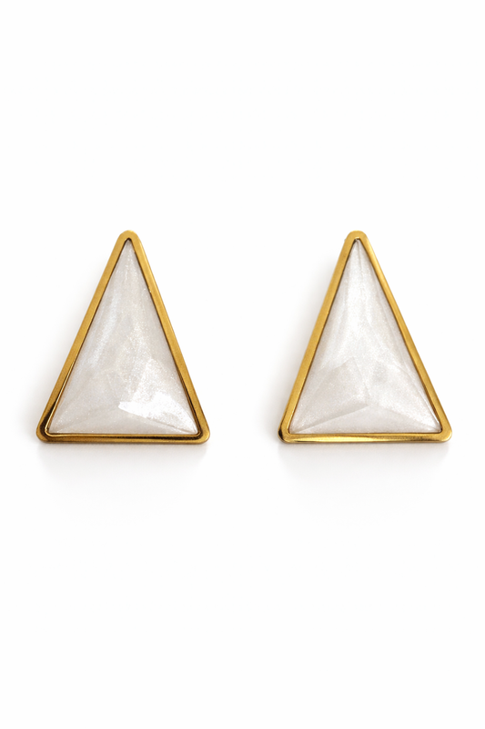 Boucles d’oreilles acier inoxydable doré PRISMA triangles géométriques waterproof