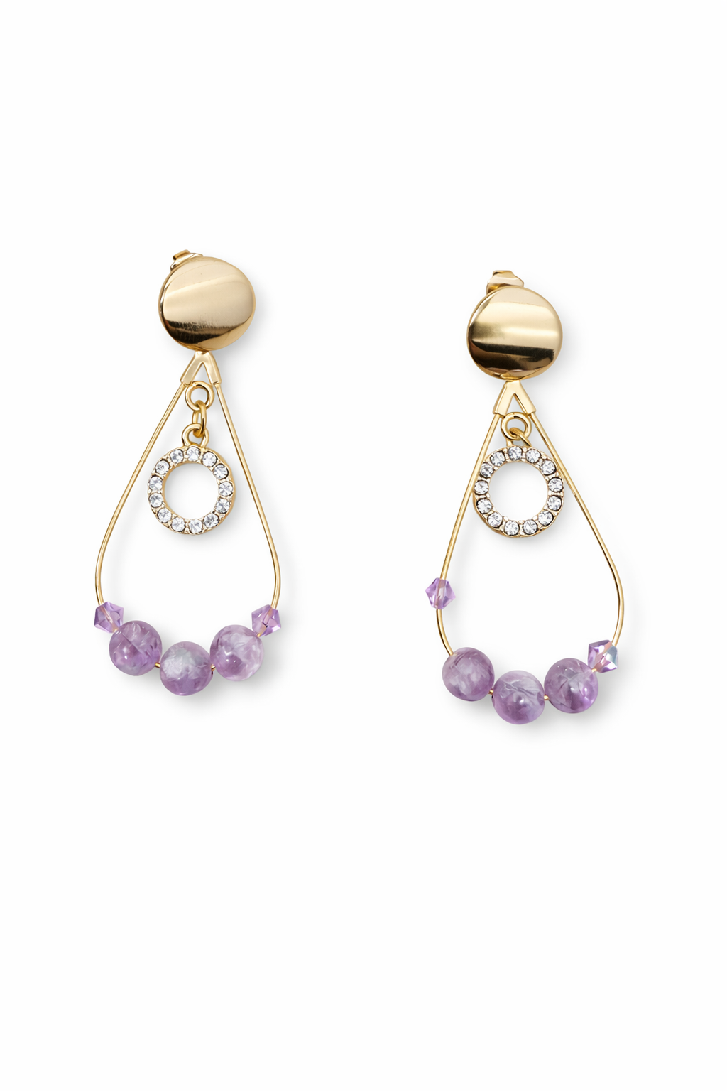 Boucles d’oreilles AME SHELL améthyste naturelle goutte dorée femme