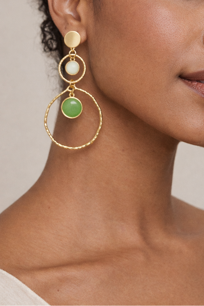 Boucles d’oreilles acier inoxydable doré waterproof CYANORA femme pastilles bleu ciel vert d’eau