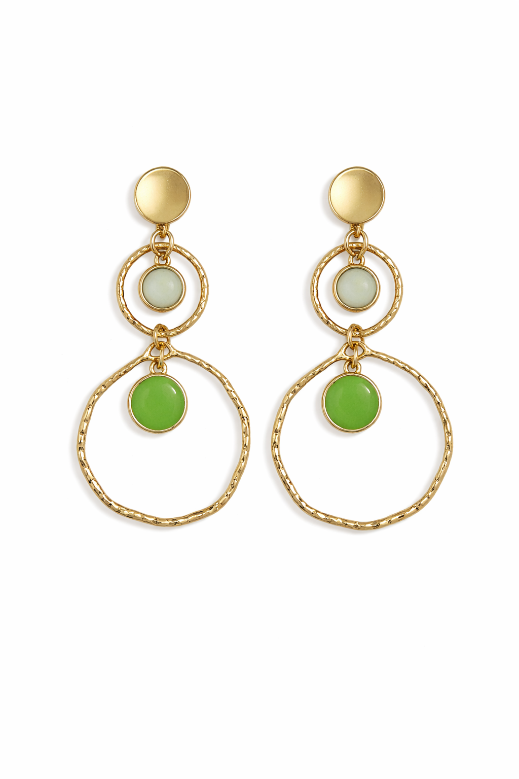 Boucles d’oreilles acier inoxydable doré waterproof CYANORA femme pastilles bleu ciel vert d’eau