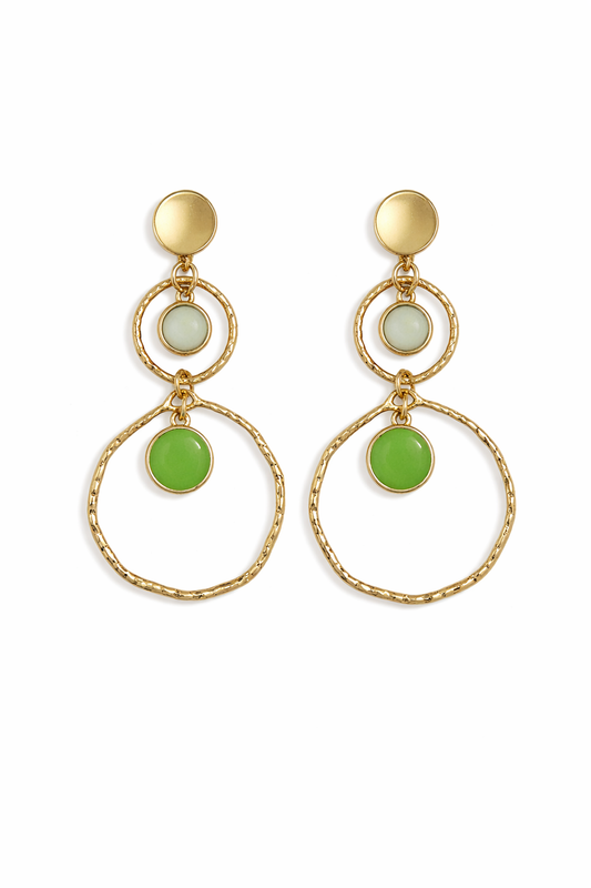 Boucles d’oreilles acier inoxydable doré waterproof CYANORA femme pastilles bleu ciel vert d’eau
