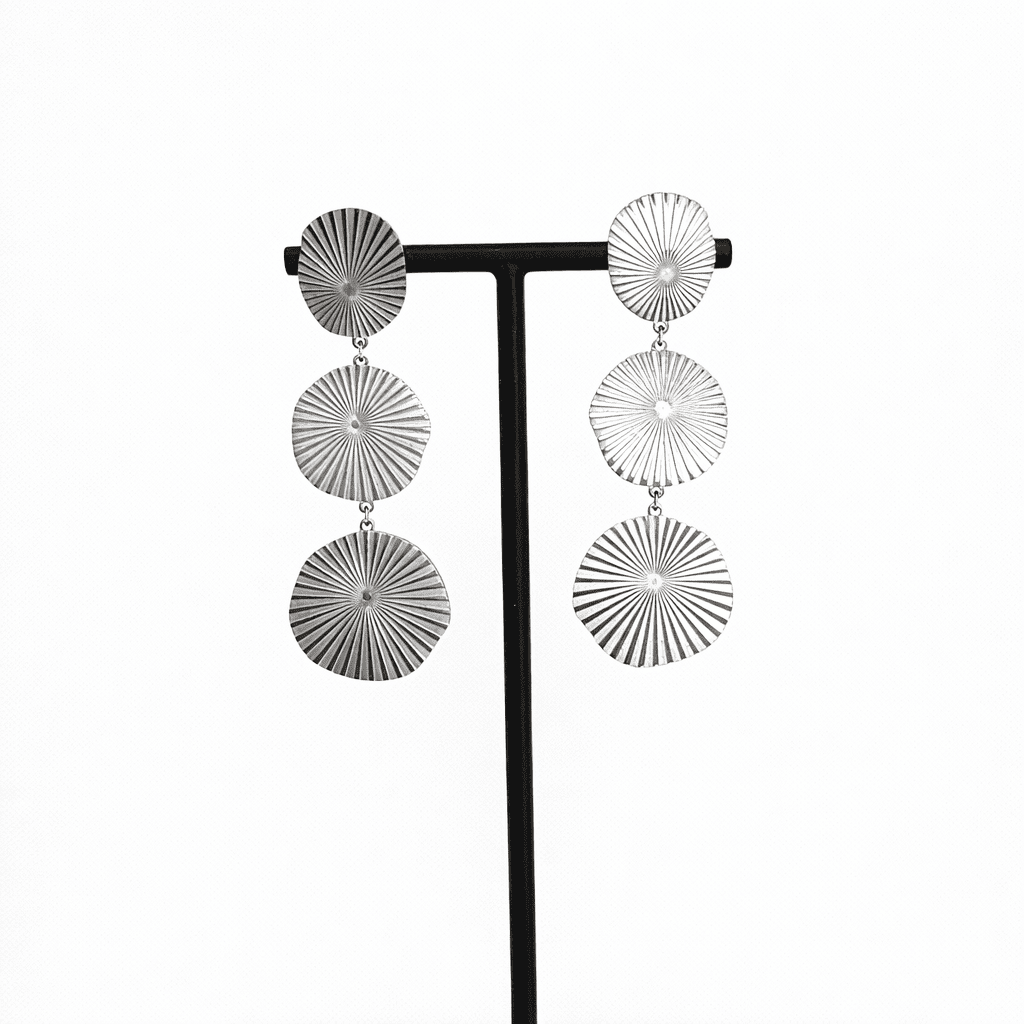 Boucles d’oreilles ELYRA argent acier inoxydable disques rayonnants