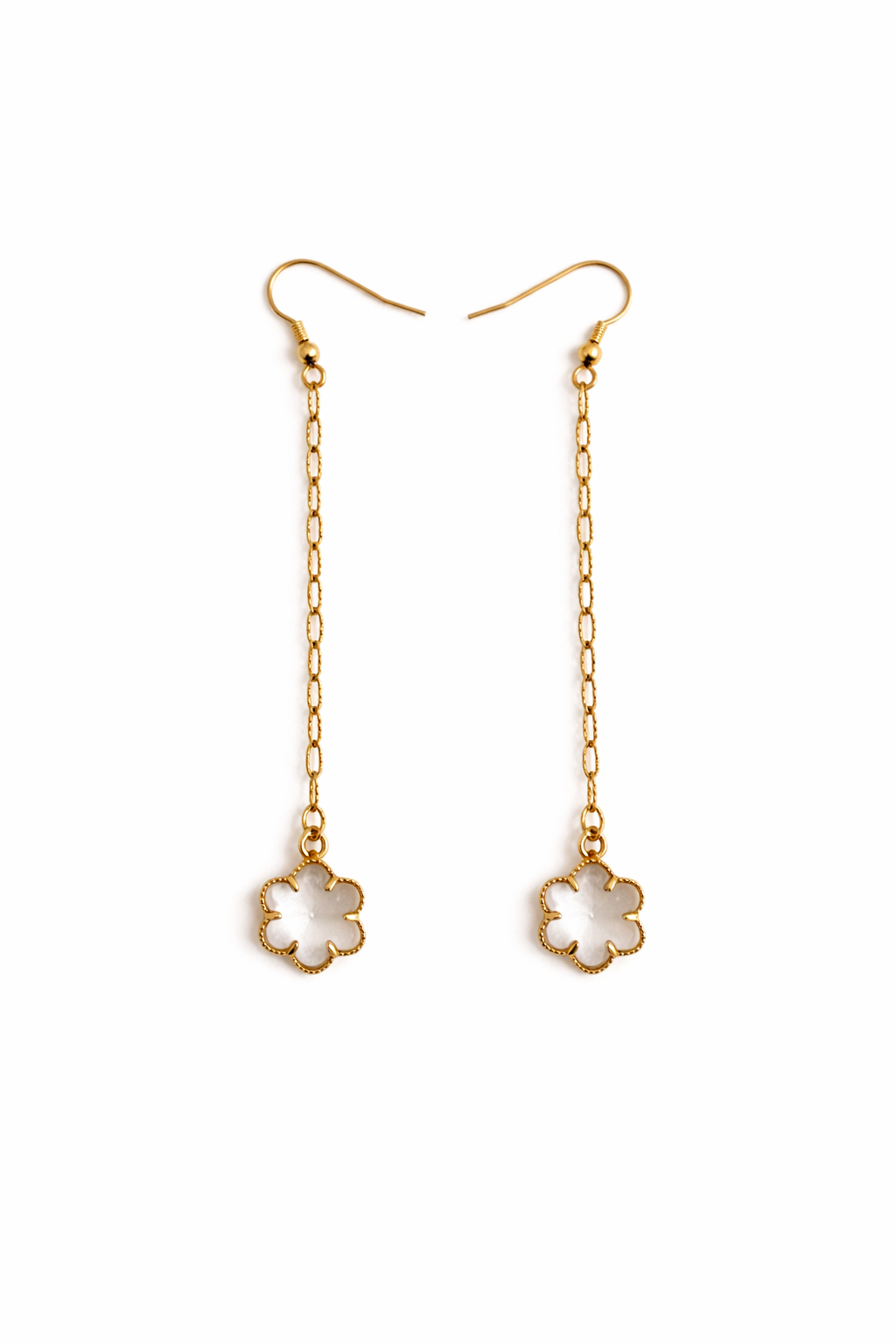 Boucles d’oreilles acier inoxydable doré waterproof GRACE femme fleur cristal pendante