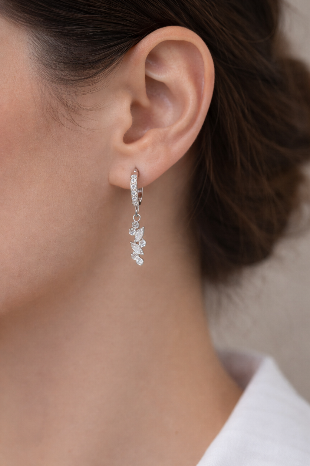 Boucles d’oreilles acier inoxydable argenté waterproof LUNETHIA femme cristaux pendants

