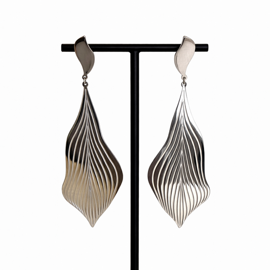 Boucles d’oreilles acier inoxydable argenté ORÉON design ajouré sculptural