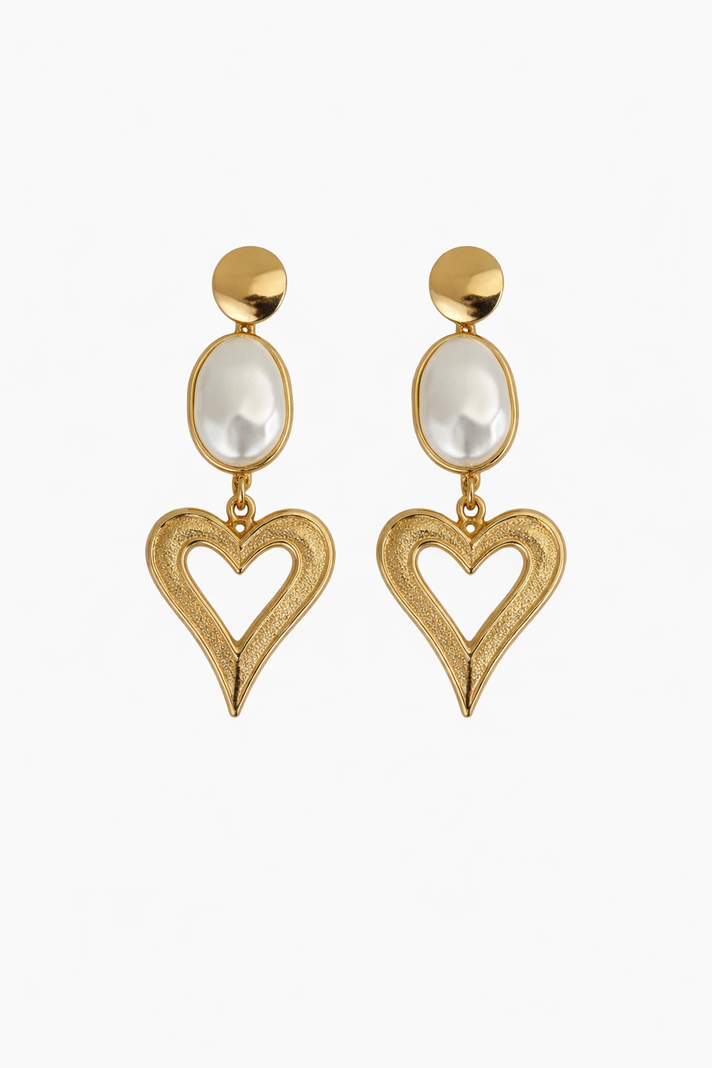 Boucles d’oreilles acier inoxydable doré waterproof SAPHIRA femme nacre véritable cœur ajouré