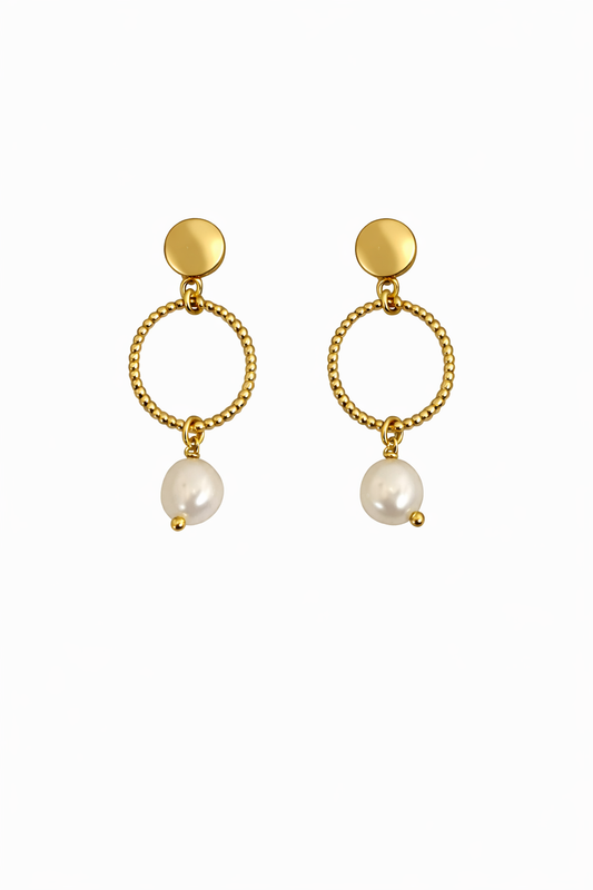 Boucles d’oreilles acier inoxydable doré waterproof SOLEKA femme nacre véritable pendante