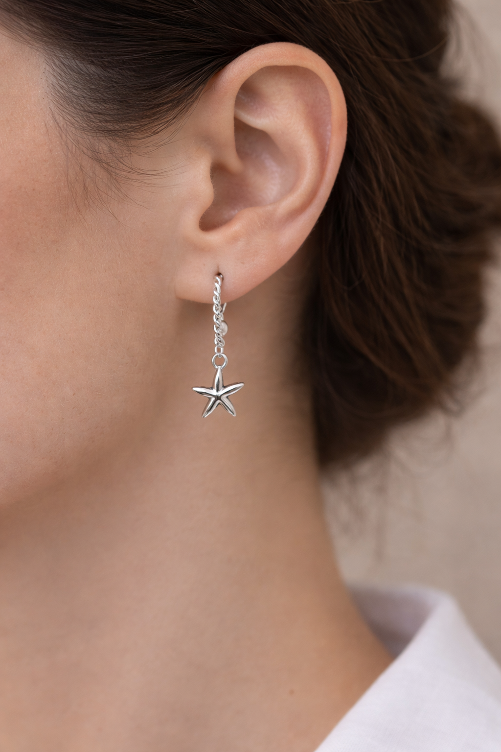 Boucles d’oreilles acier inoxydable argenté waterproof STARLIGHT femme étoile de mer