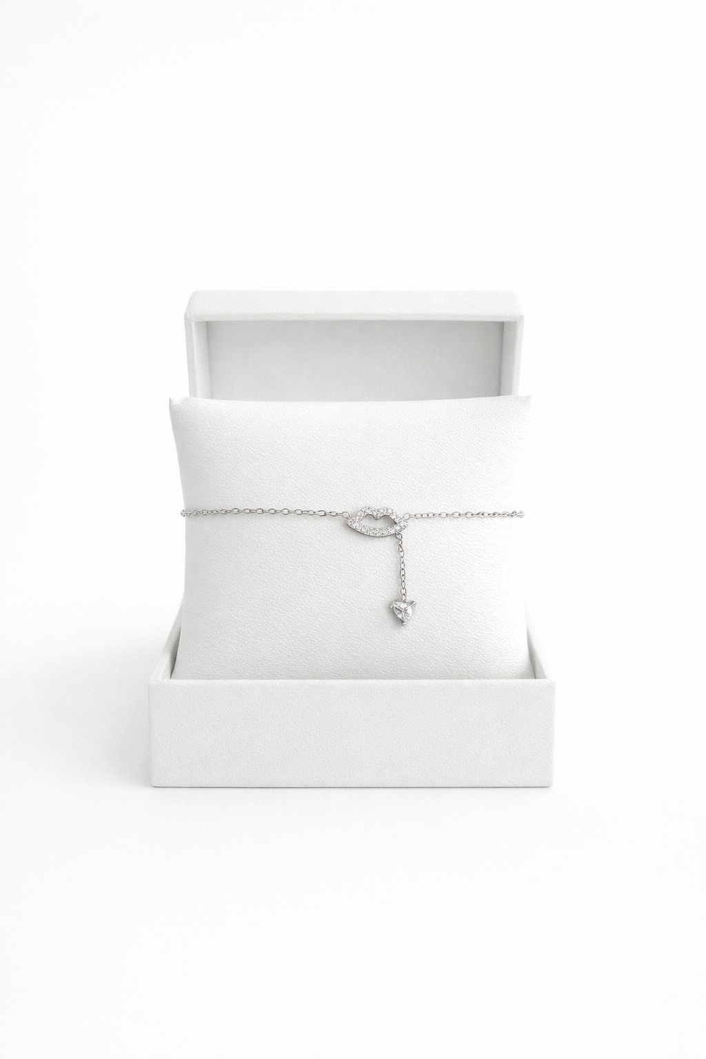 Bracelet KISS acier inoxydable motif lèvres et cœur scintillant