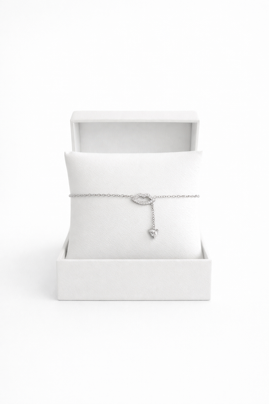 Bracelet KISS acier inoxydable motif lèvres et cœur scintillant