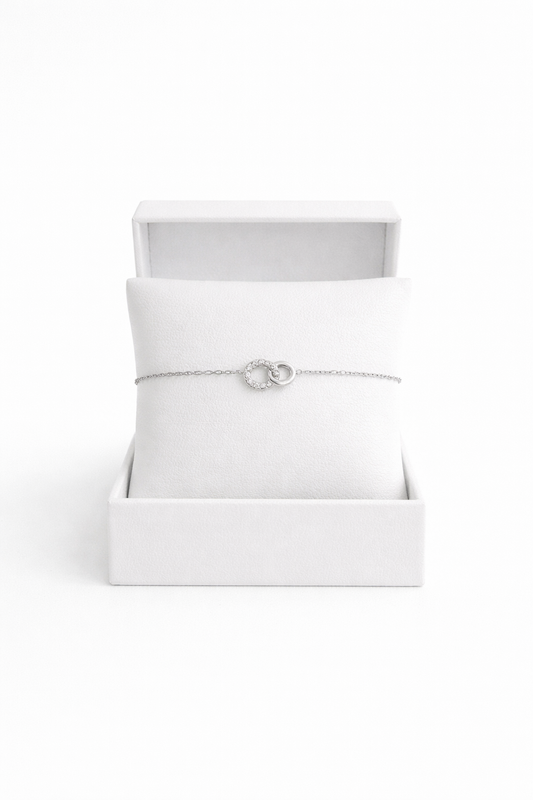 Bracelet SILVAYA argent acier inoxydable anneaux entrelacés scintillants