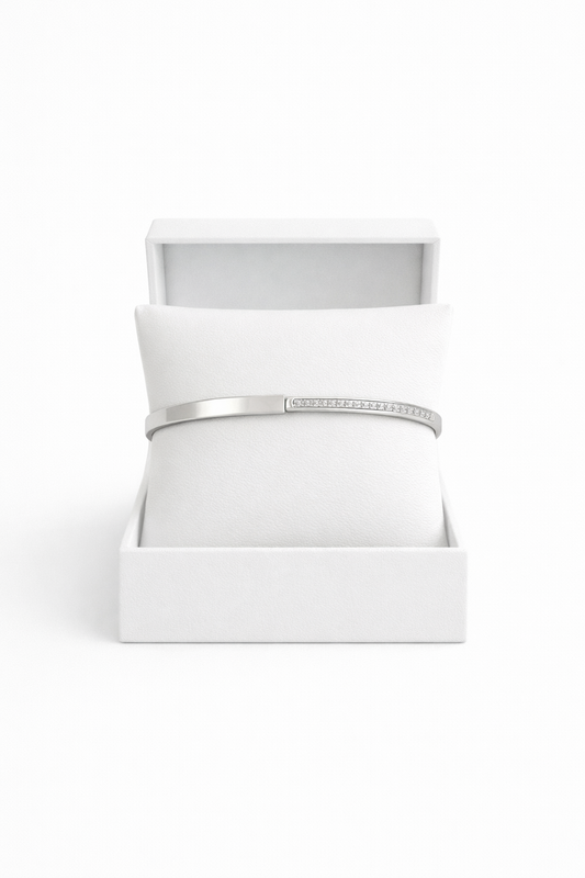 Bracelet STERLYA jonc argent acier inoxydable avec éclats scintillants