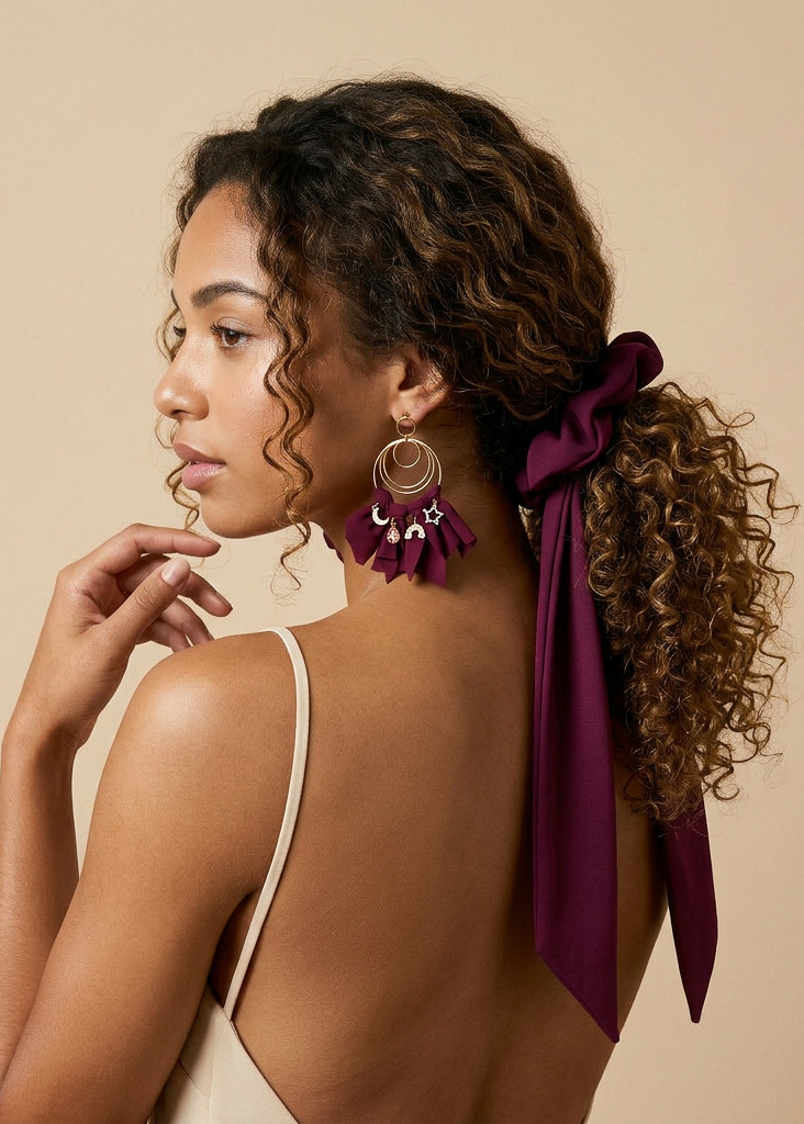 chouchou purple dream wi paris violet fuchsia lycra ruban cheveux femme