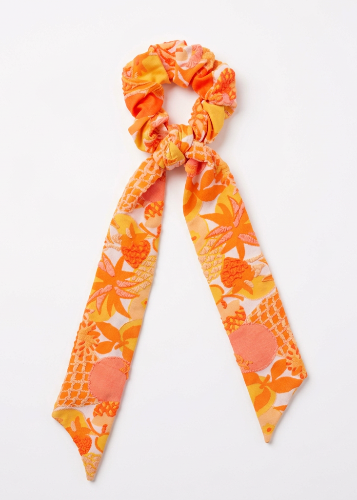 chouchou tuttifrutti orange wi paris jacquard fruits exotiques ruban cheveux femme