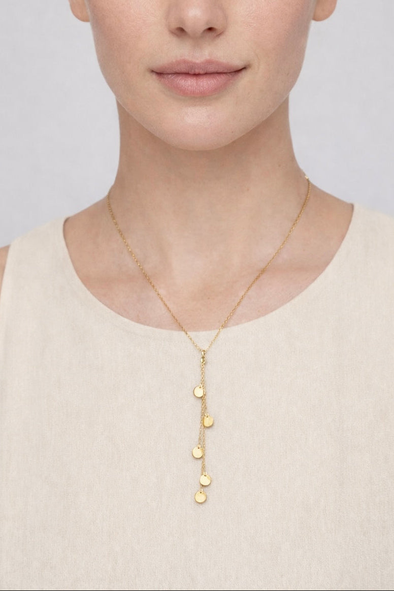 Collier acier inoxydable doré waterproof GUIRI femme pampilles dorées minimalistes

