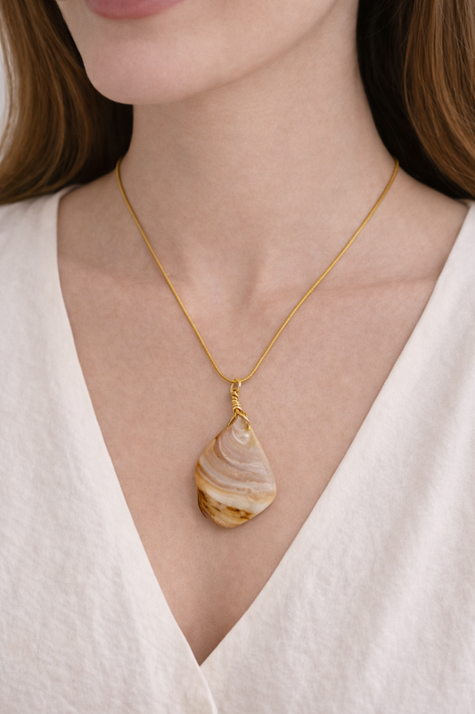 Collier acier inoxydable doré waterproof NAYA femme goutte nacre véritable