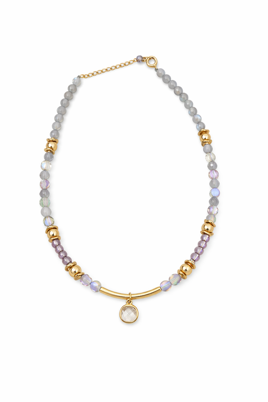 Collier LABRARA femme labradorite naturelle doré bijou protection élégant