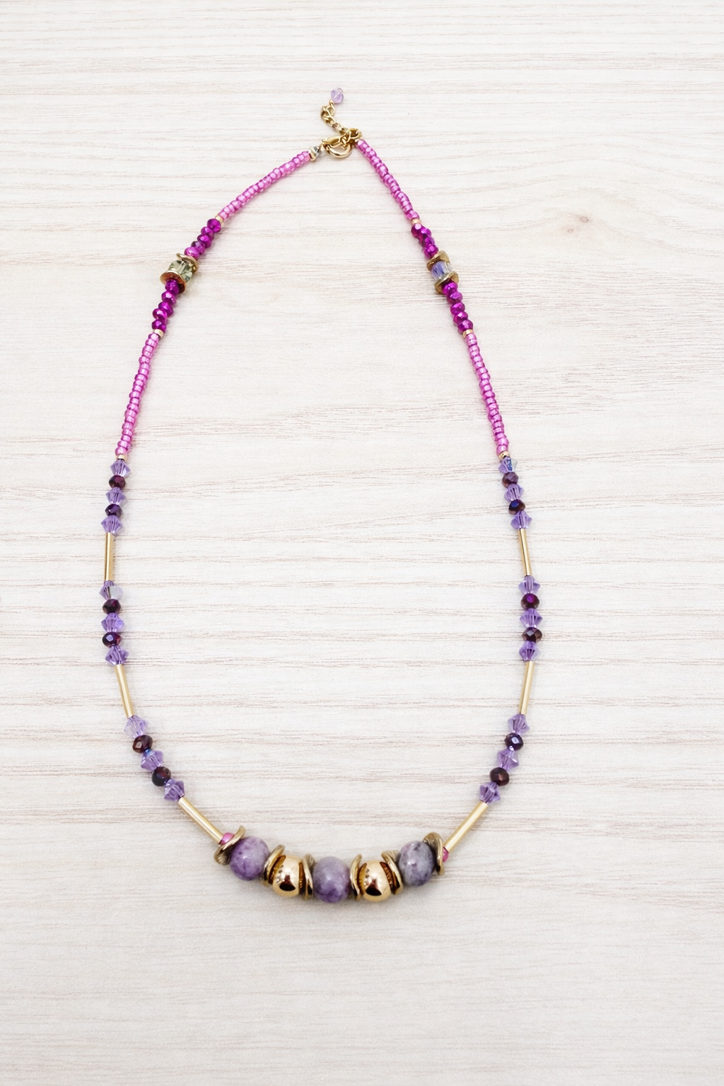 Collier PINKY femme améthyste naturelle pièce unique artisanale WIP

