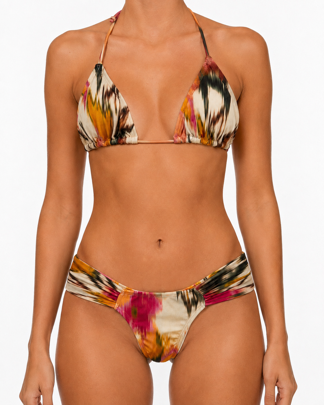 haut de bikini triangle aral lenny niemeyer imprime ikat floral multicolore femme