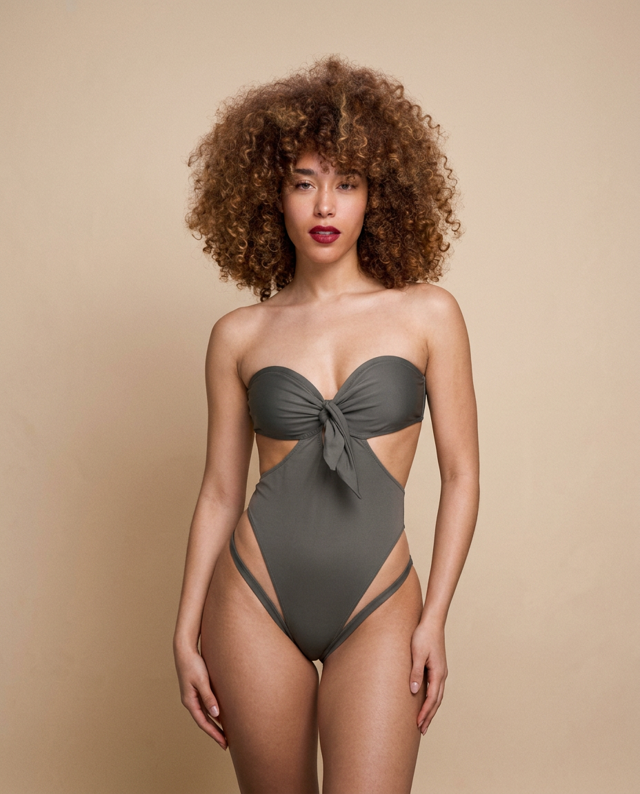  Maillot de bain une pièce Vaïa WI-PARIS bustier avec résille nude sur les hanches, épaules dégagées et coupe classique élégante