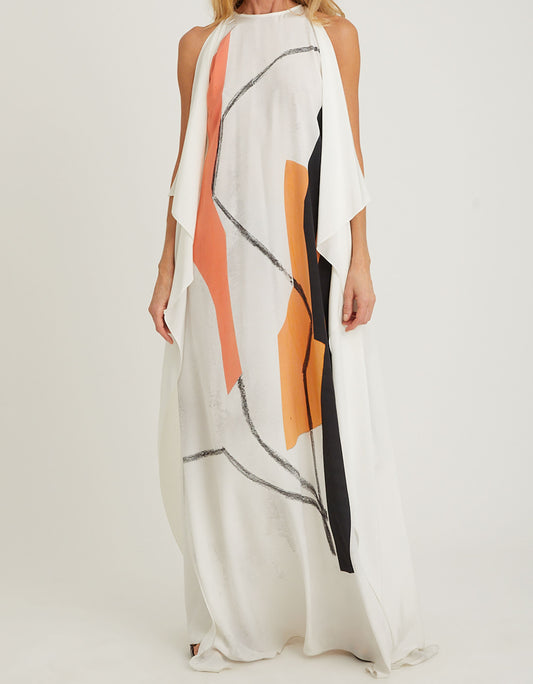 robe longue soie imprime abstrait lenny niemeyer mousseline femme elegante