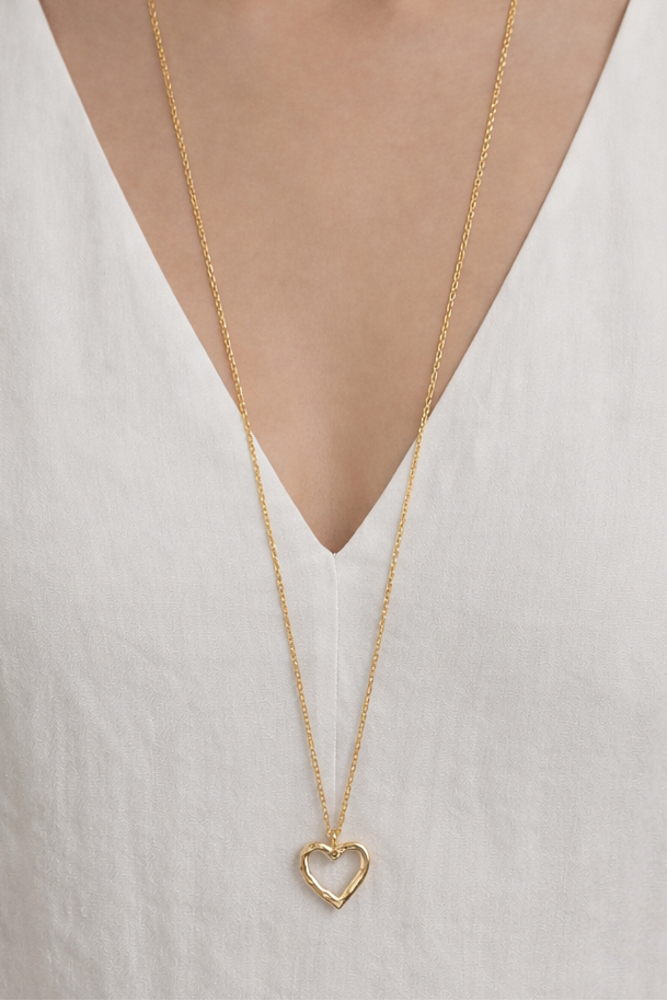 Sautoir acier inoxydable doré waterproof LUVIA femme cœur ajouré minimaliste