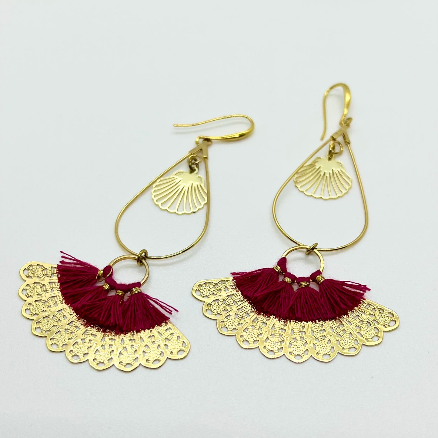 Turquoise/burgundy wings drop wip earrings