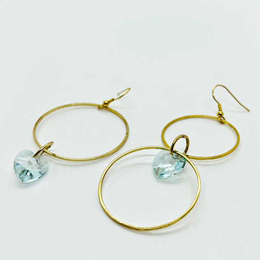 Asymmetrical double circle swarovski earrings